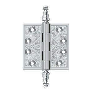 Deltana - Solid Brass Hinges - 3-1/2" x 3-1/2" Ornate Door Hinge Square Corner (Pairs)
