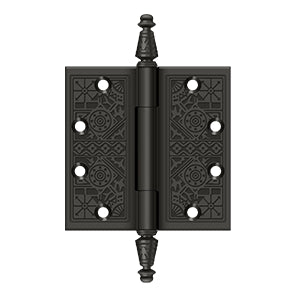 Deltana - Solid Brass Hinges - 4-1/2" x 4-1/2" Ornate Door Hinge Square Corner (Pairs)