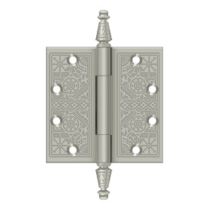 Deltana - Solid Brass Hinges - 4-1/2" x 4-1/2" Ornate Door Hinge Square Corner (Pairs)
