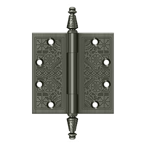 Deltana - Solid Brass Hinges - 4-1/2" x 4-1/2" Ornate Door Hinge Square Corner (Pairs)