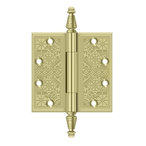 Deltana - Solid Brass Hinges - 4-1/2" x 4-1/2" Ornate Door Hinge Square Corner (Pairs)