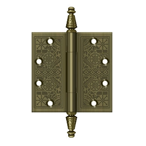 Deltana - Solid Brass Hinges - 4-1/2" x 4-1/2" Ornate Door Hinge Square Corner (Pairs)
