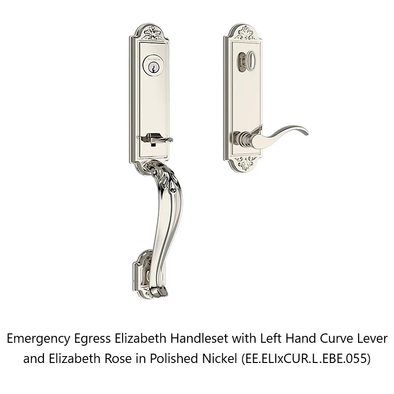 Baldwin - Reserve Collection - Egress Handlesets - Elizabeth 3/4 Escutcheon Tubular Entry Handleset with Interior Lever (Emergency Egress)