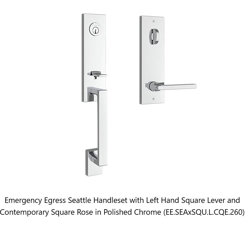 Baldwin - Reserve Collection - Egress Handlesets - Seattle 3/4 Escutcheon Tubular Entry Handleset with Interior Lever (Emergency Egress)