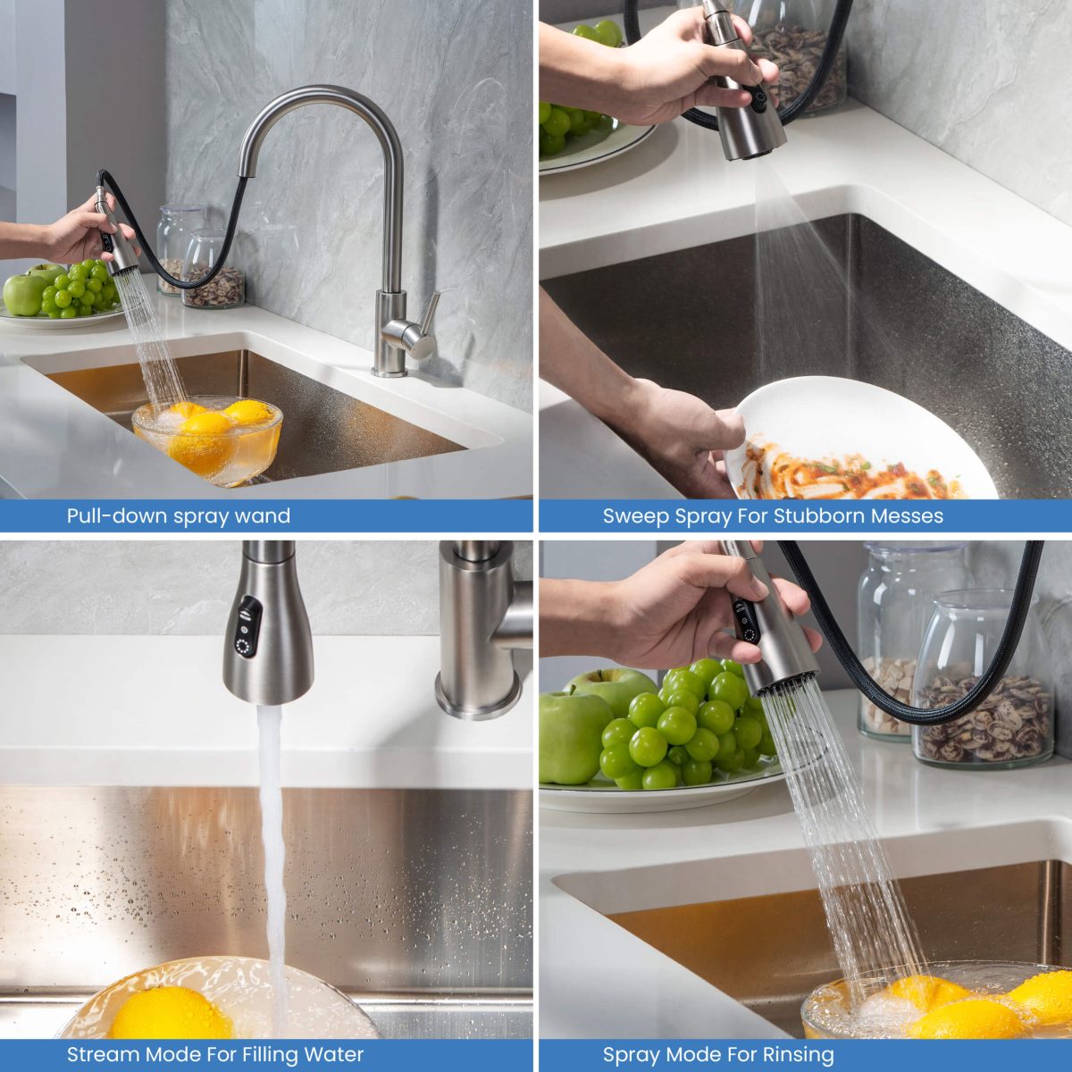 KIBI - Value Single Handle Pull Down Kitchen Faucet – F102