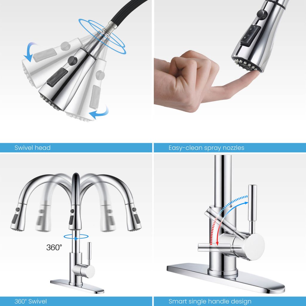 KIBI - Single Handle Pull Down Kitchen Faucet With Touch Sensor - F102-S
