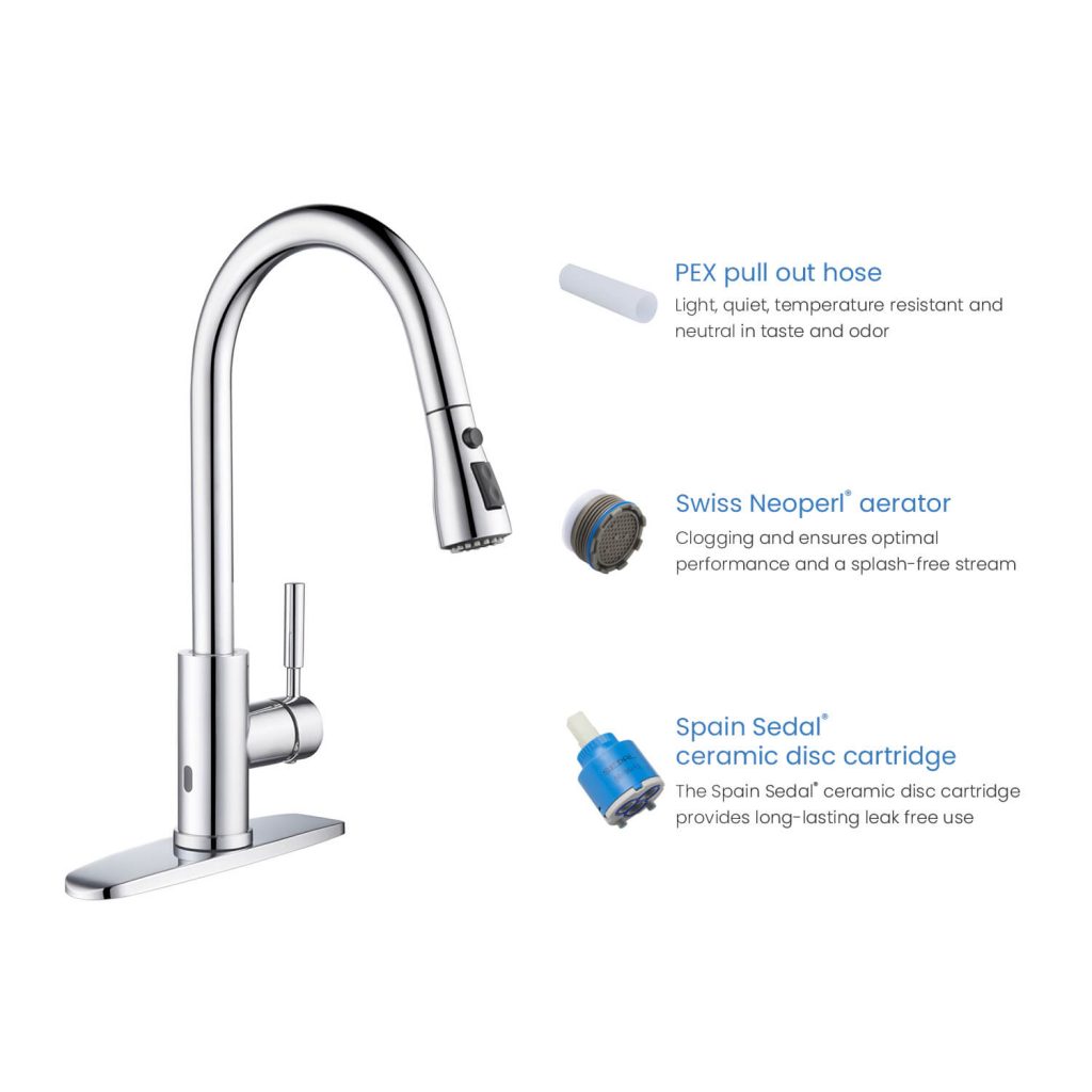 KIBI - Single Handle Pull Down Kitchen Faucet With Touch Sensor - F102-S
