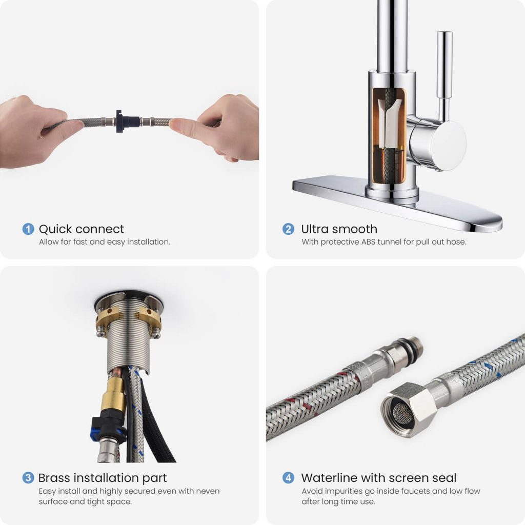 KIBI - Single Handle Pull Down Kitchen Faucet With Touch Sensor - F102-S