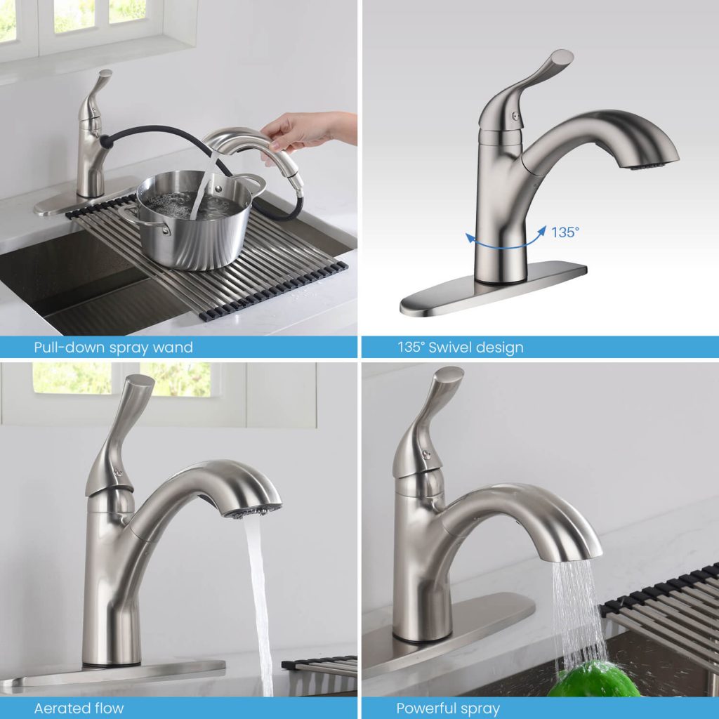 KIBI - Single Handle Pull Down Kitchen Faucet - F103