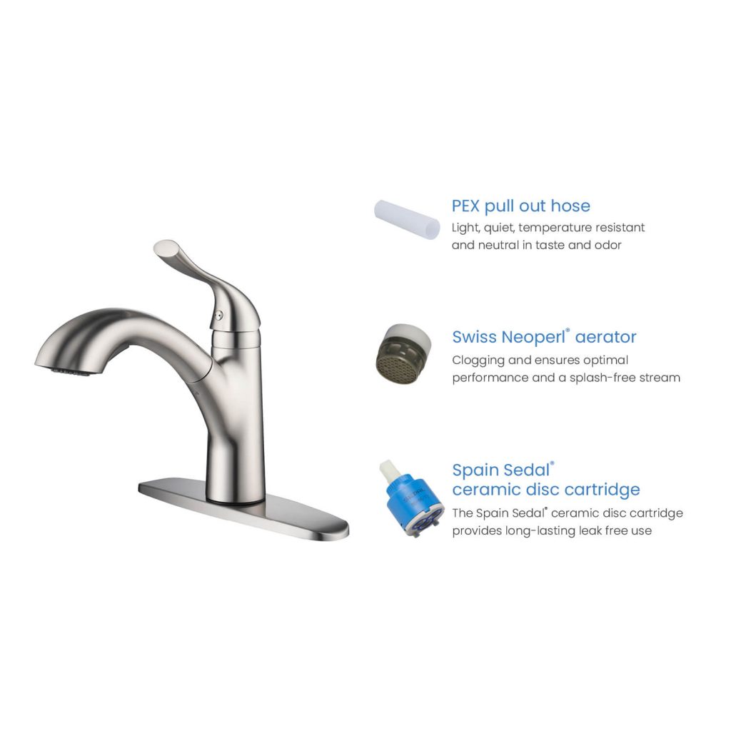 KIBI - Single Handle Pull Down Kitchen Faucet - F103