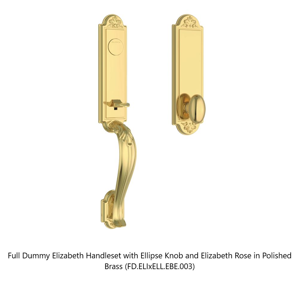 Baldwin - Reserve Collection - Egress Handlesets - Elizabeth 3/4 Escutcheon Tubular Entry Handleset with Interior Knob (Full Dummy)