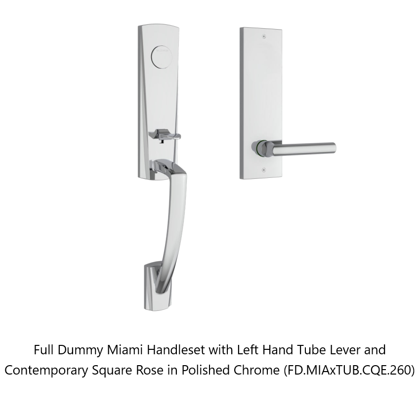 Baldwin - Reserve Collection - Egress Handlesets - Miami 3/4 Escutcheon Tubular Entry Handleset with Interior Lever (Full Dummy)