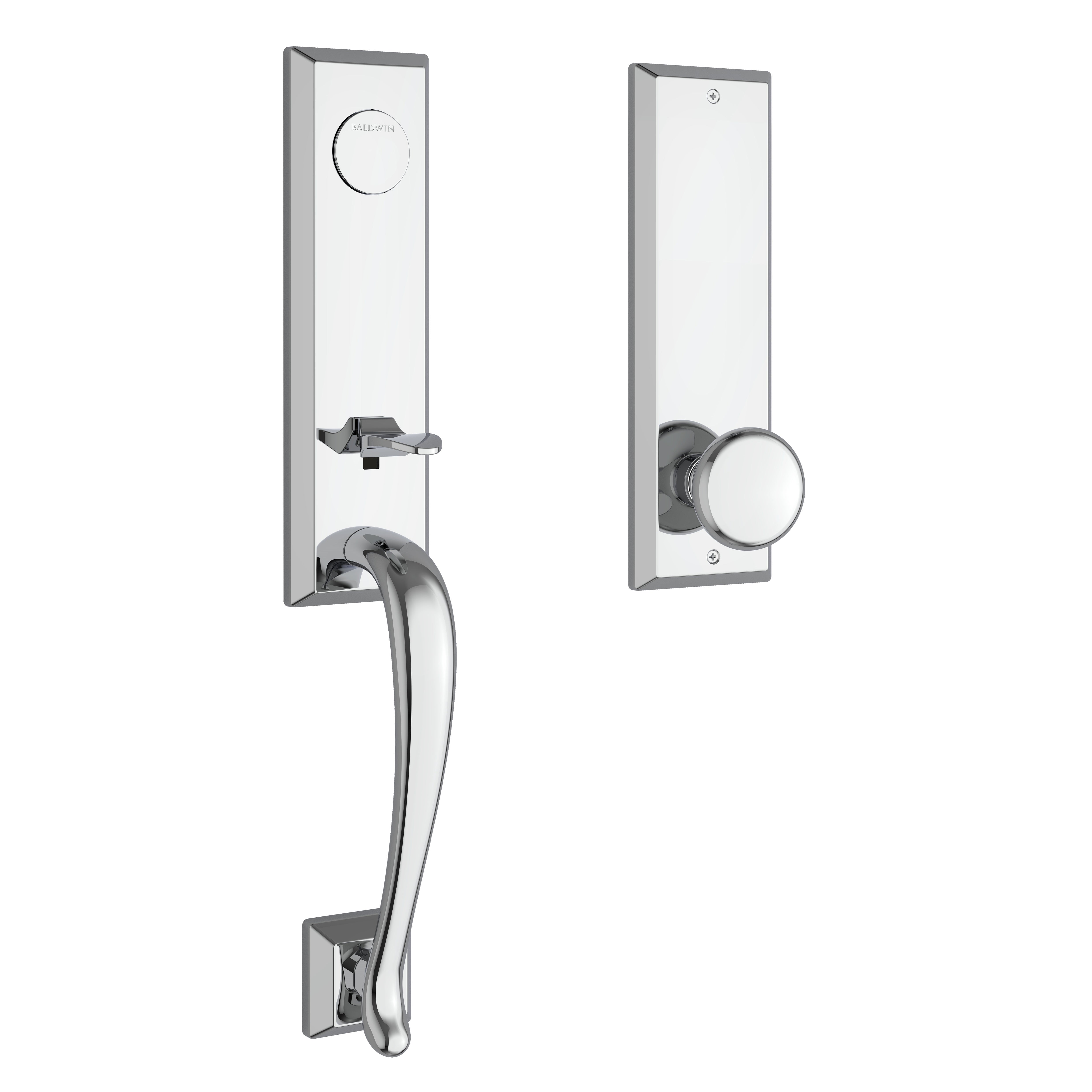 Baldwin - Reserve Collection - Tubular Entry Handlesets - Del Mar 3/4 Escutcheon Emergency Egress Handleset w/ Round Knob & Square Bevel Rose