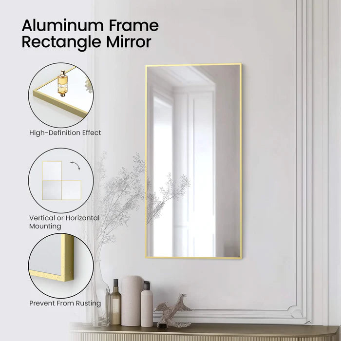 Casa Fixtures - Bathroom Accessories - 18" x 36" Shatterproof Wall Mount Metal Frame Mirror (FM1-1836)
