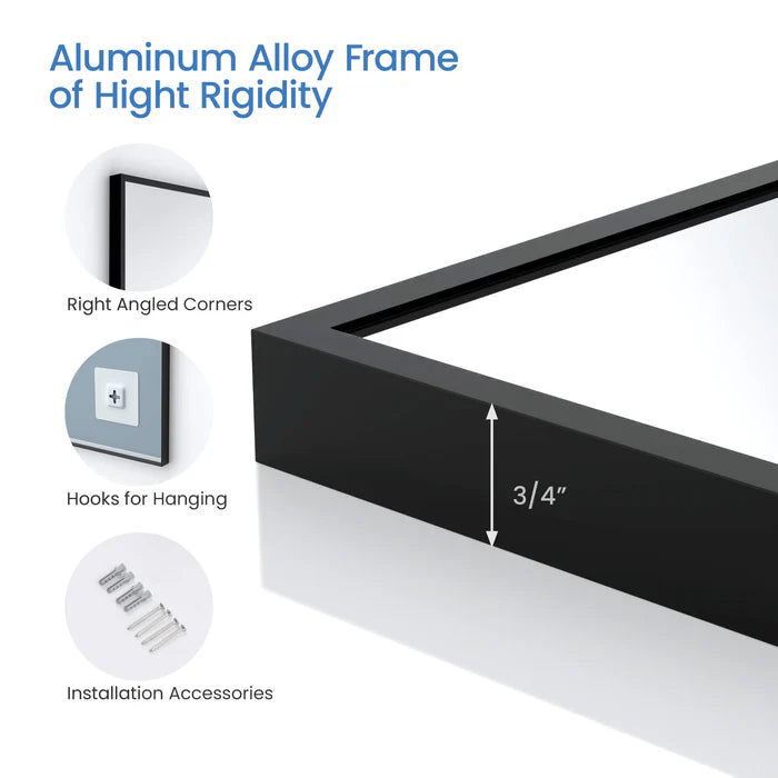 Casa Fixtures - Bathroom Accessories - 18" x 36" Shatterproof Wall Mount Metal Frame Mirror (FM1-1836)