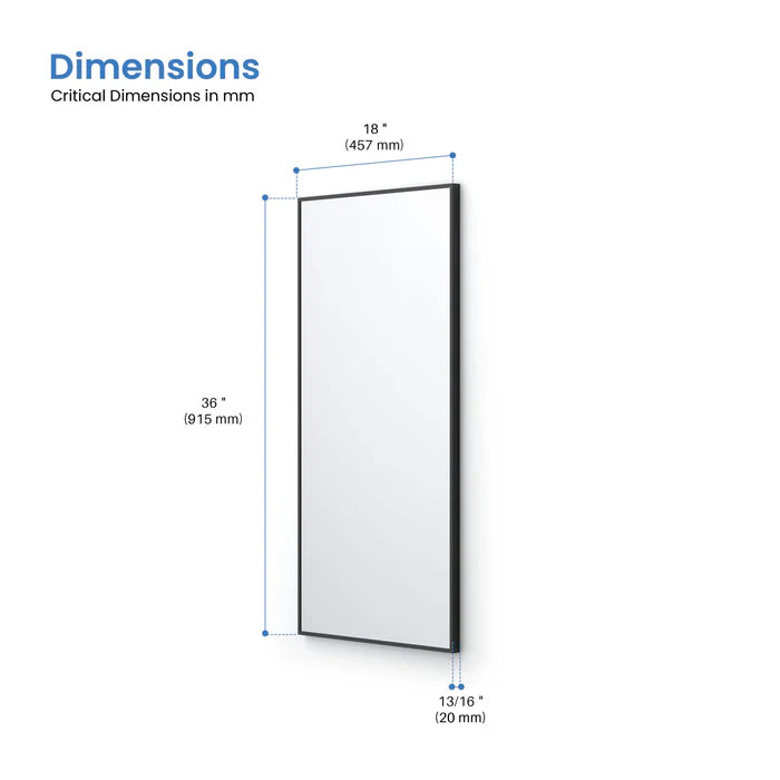 Casa Fixtures - Bathroom Accessories - 18" x 36" Shatterproof Wall Mount Metal Frame Mirror (FM1-1836)