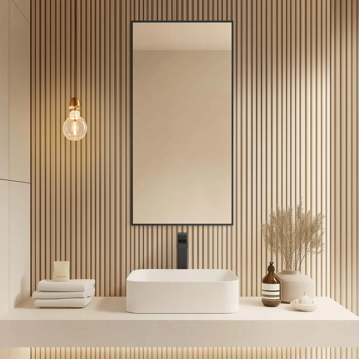 Casa Fixtures - Bathroom Accessories - 18" x 36" Shatterproof Wall Mount Metal Frame Mirror (FM1-1836)