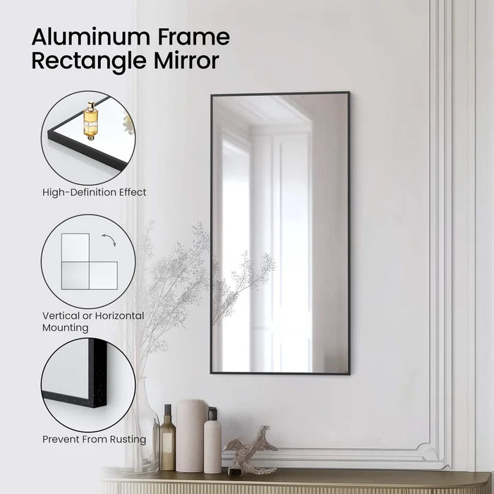 Casa Fixtures - Bathroom Accessories - 18" x 36" Shatterproof Wall Mount Metal Frame Mirror (FM1-1836)