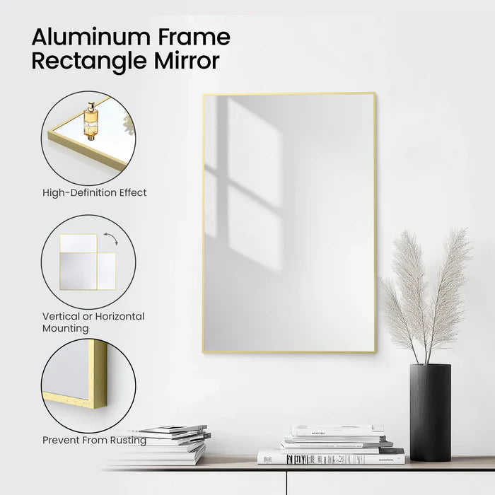 Casa Fixtures - Bathroom Accessories - 24" x 36" Shatterproof Wall Mount Metal Frame Mirror (FM1-2436)