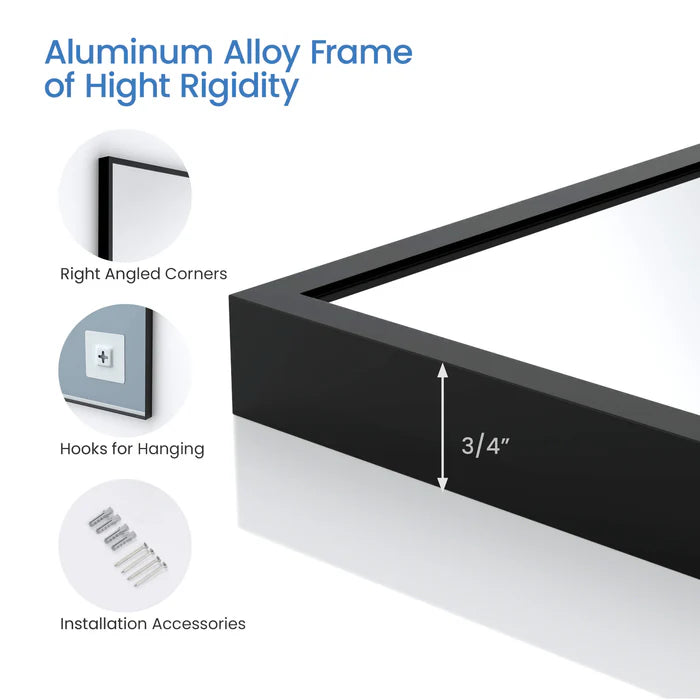 Casa Fixtures - Bathroom Accessories - 24" x 36" Shatterproof Wall Mount Metal Frame Mirror (FM1-2436)