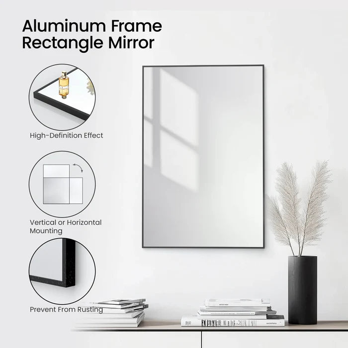Casa Fixtures - Bathroom Accessories - 24" x 36" Shatterproof Wall Mount Metal Frame Mirror (FM1-2436)