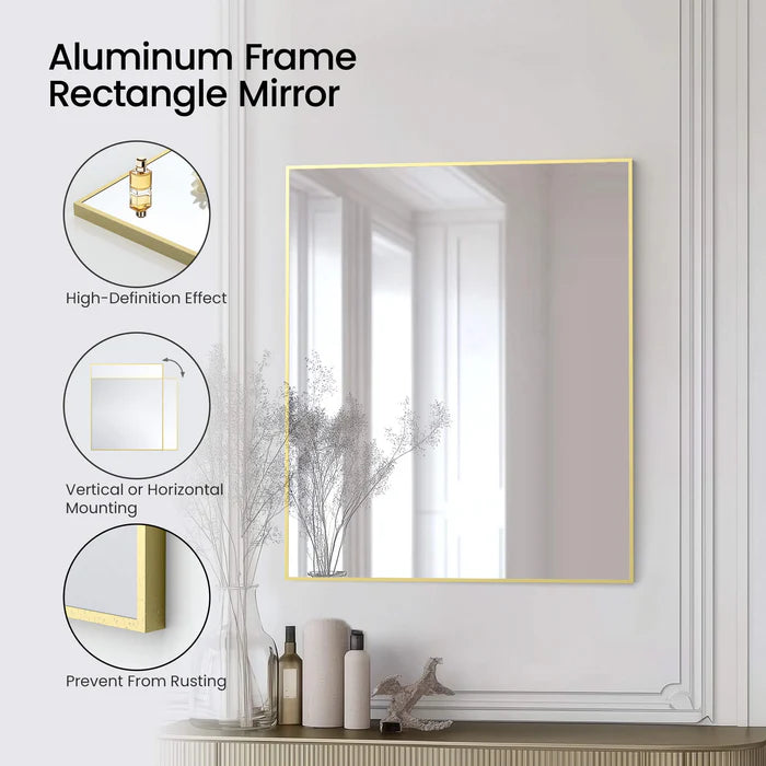 Casa Fixtures - Bathroom Accessories - 30" x 36" Shatterproof Wall Mount Metal Frame Mirror (FM1-3036)