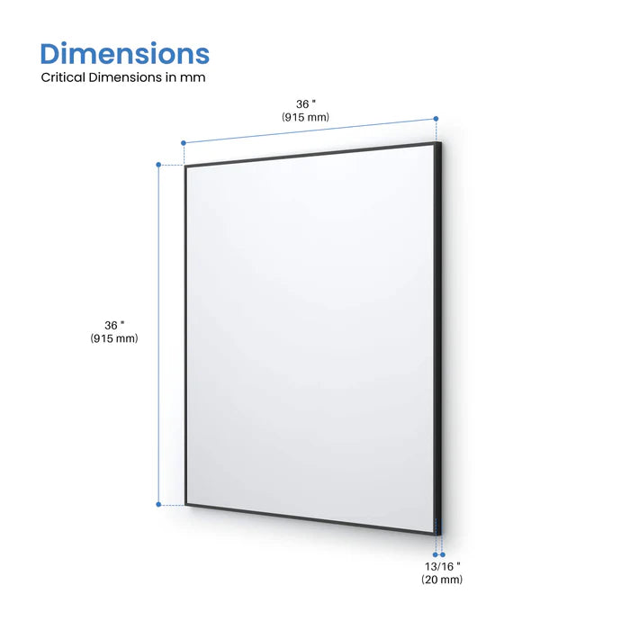 Casa Fixtures - Bathroom Accessories - 36" x 36" Shatterproof Wall Mount Metal Frame Mirror (FM1-3636)