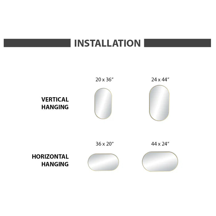 Casa Fixtures - Bathroom Accessories - 24" x 44" Shatterproof Wall Mount Metal Frame Mirror (FM4-2444)