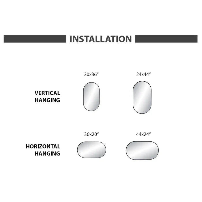 Casa Fixtures - Bathroom Accessories - 24" x 44" Shatterproof Wall Mount Metal Frame Mirror (FM4-2444)