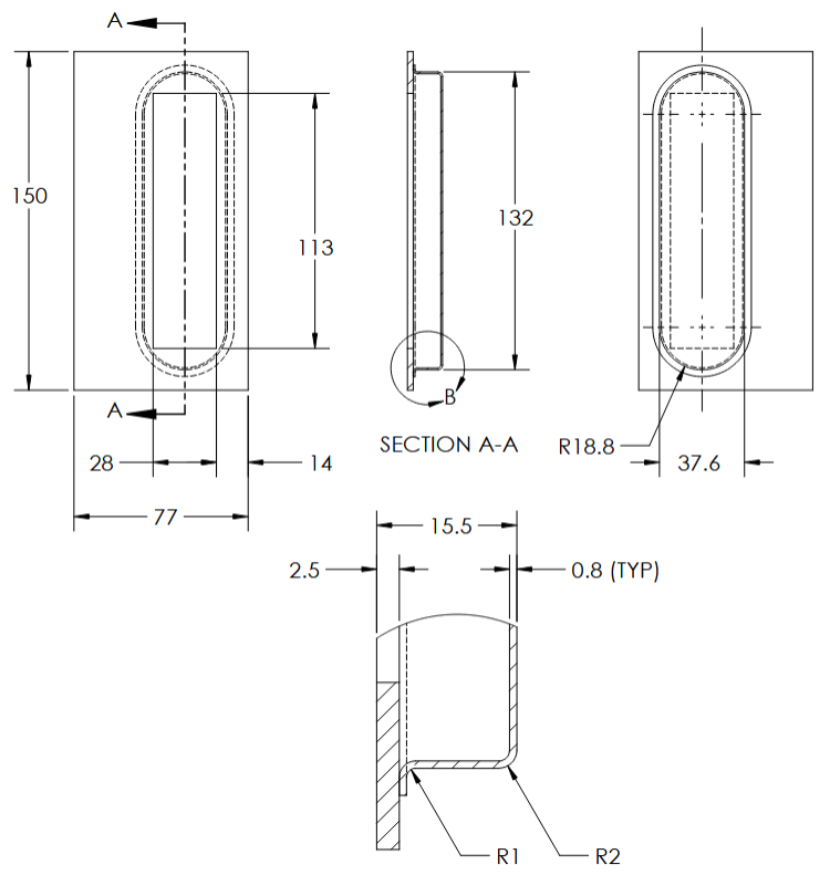Linnea - Flush Pulls - FPS-160 Flush Pull