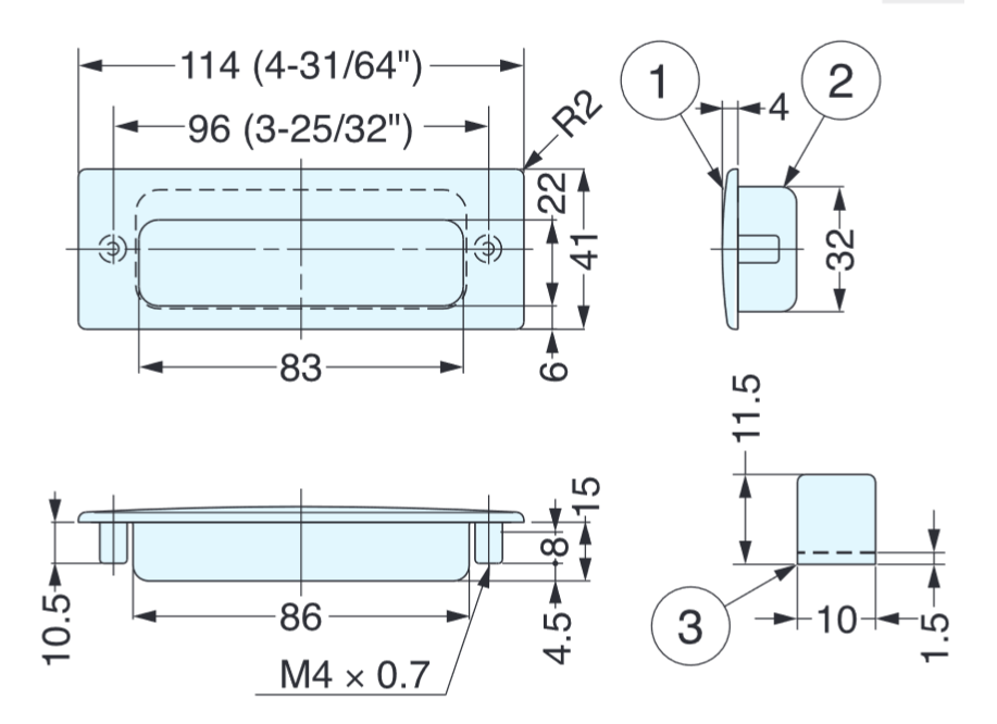 Sugatsune HH-KS Stainless Steel Recessed Pull