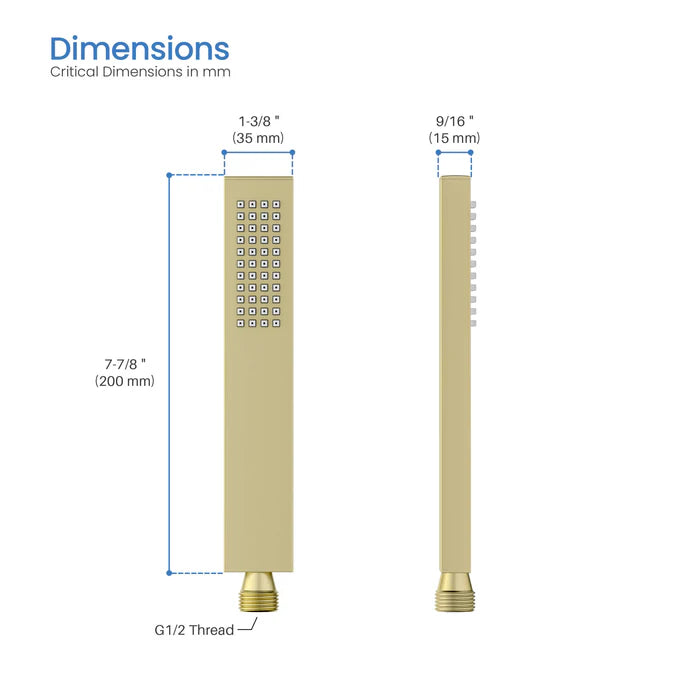 Casa Fixtures - Handheld Shower Head - Quadro Metal Handheld Shower Head (HS103)