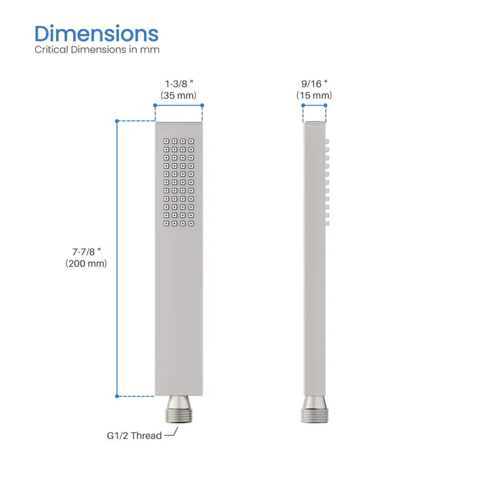 Casa Fixtures - Handheld Shower Head - Quadro Metal Handheld Shower Head (HS103)