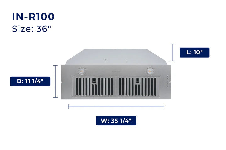 Hauslane - Built-In Range Hoods - IN-R100 Convertible Range Hood
