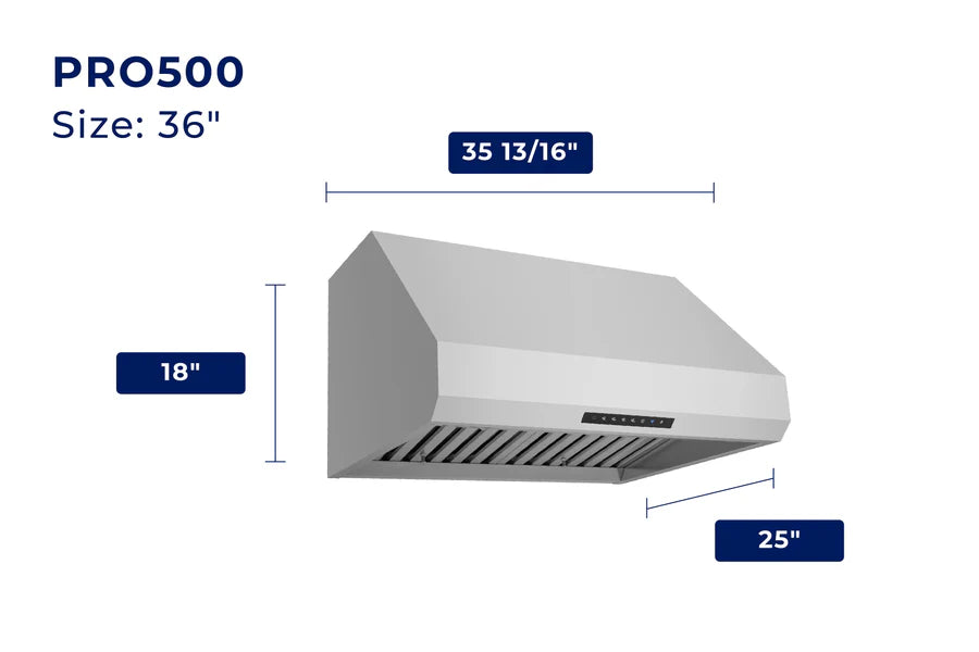 Hauslane - Under Cabinet/Wall-Mounted Range Hoods - PRO500 Ducted Range Hood