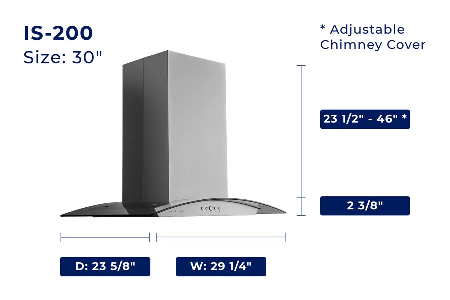 Hauslane - Island Range Hood - IS-200 Convertible Range Hood
