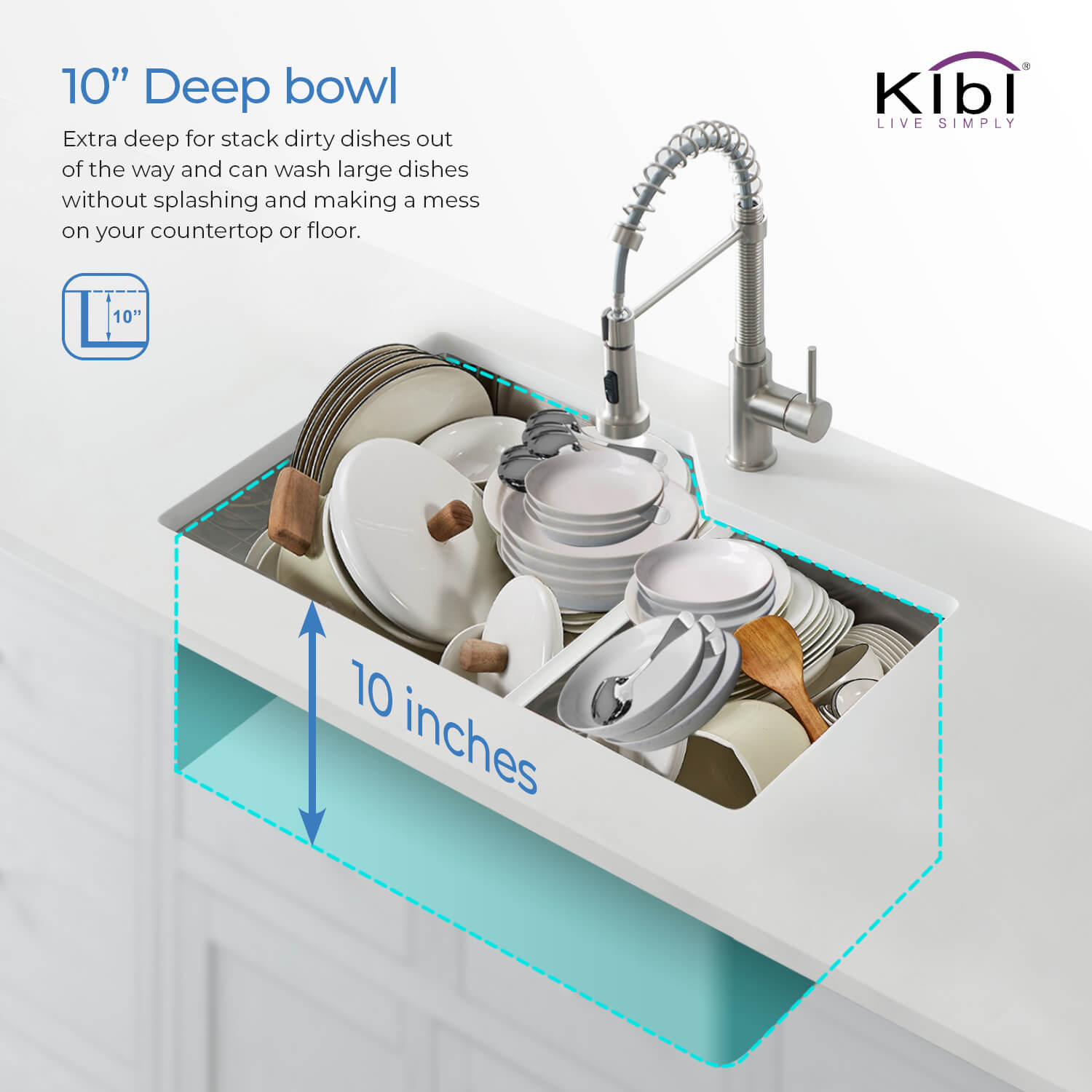 KIBI 32″ Undermount Double Bowl Stainless Steel Kitchen Sink K1-D32