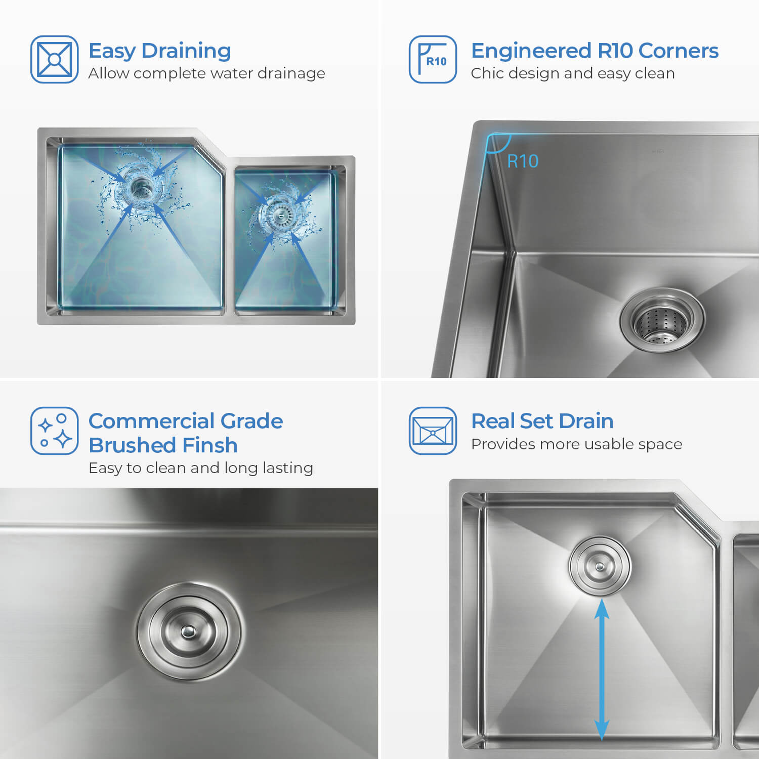 KIBI 32″ Undermount Double Bowl Stainless Steel Kitchen Sink K1-D32