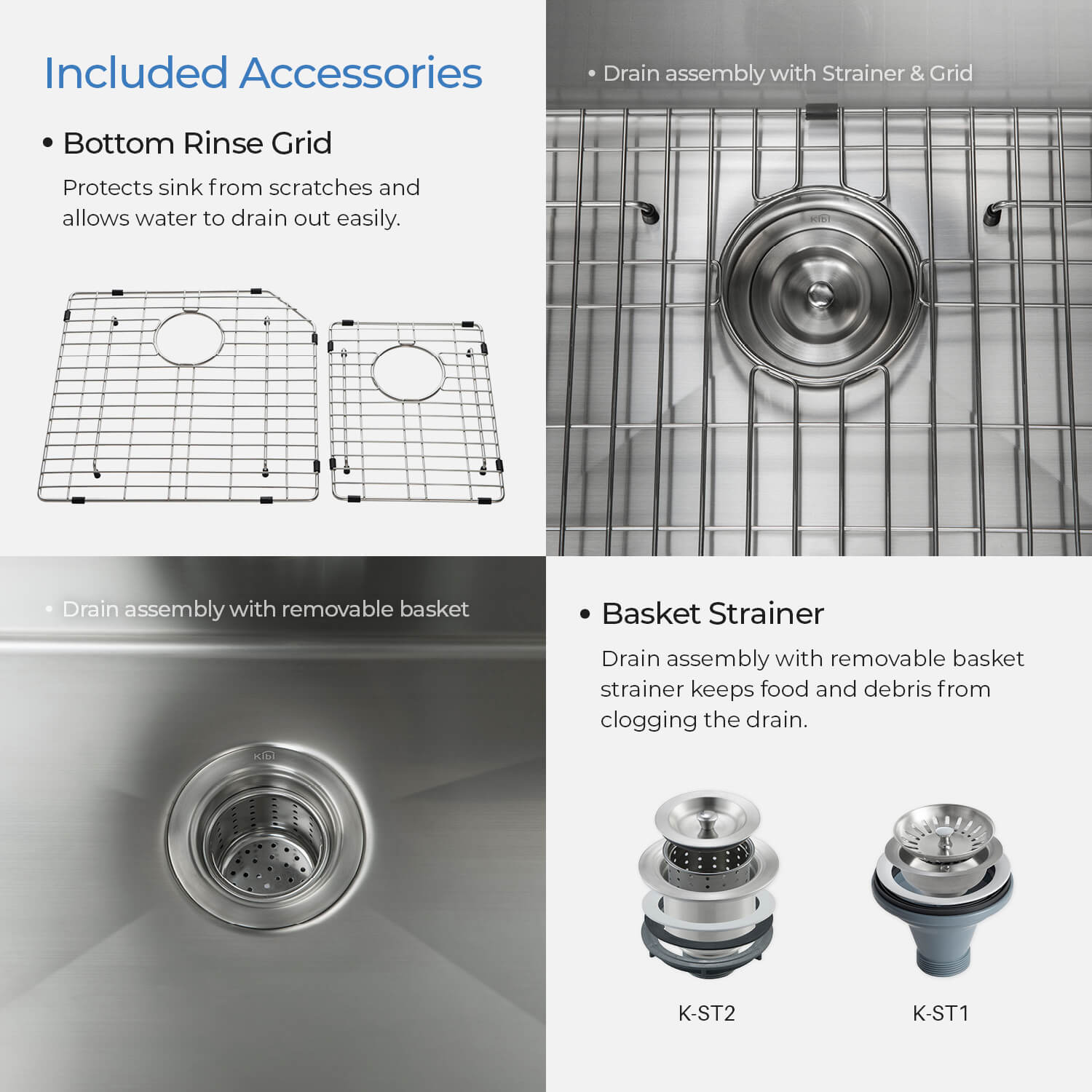 KIBI 32″ Undermount Double Bowl Stainless Steel Kitchen Sink K1-D32
