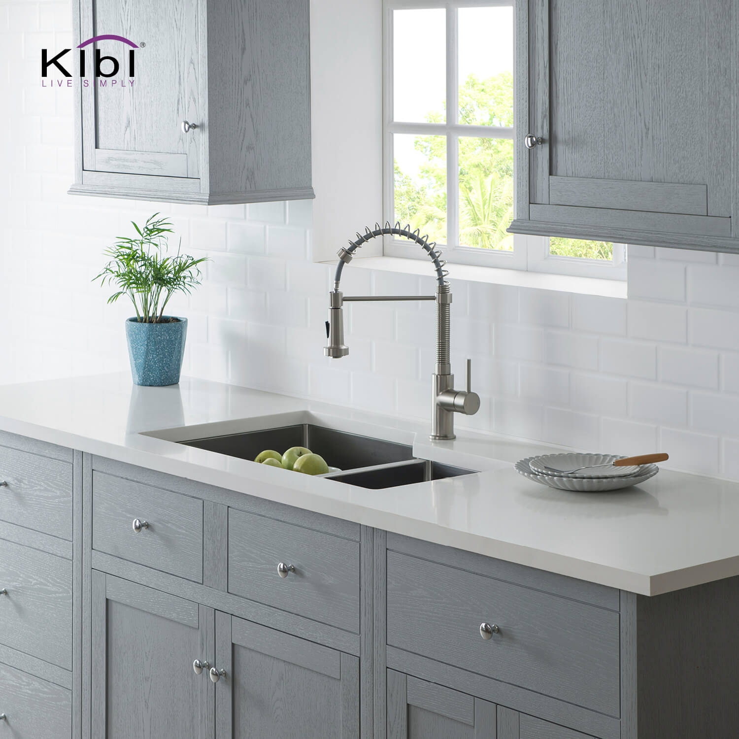KIBI 32″ Undermount Double Bowl Stainless Steel Kitchen Sink K1-D32