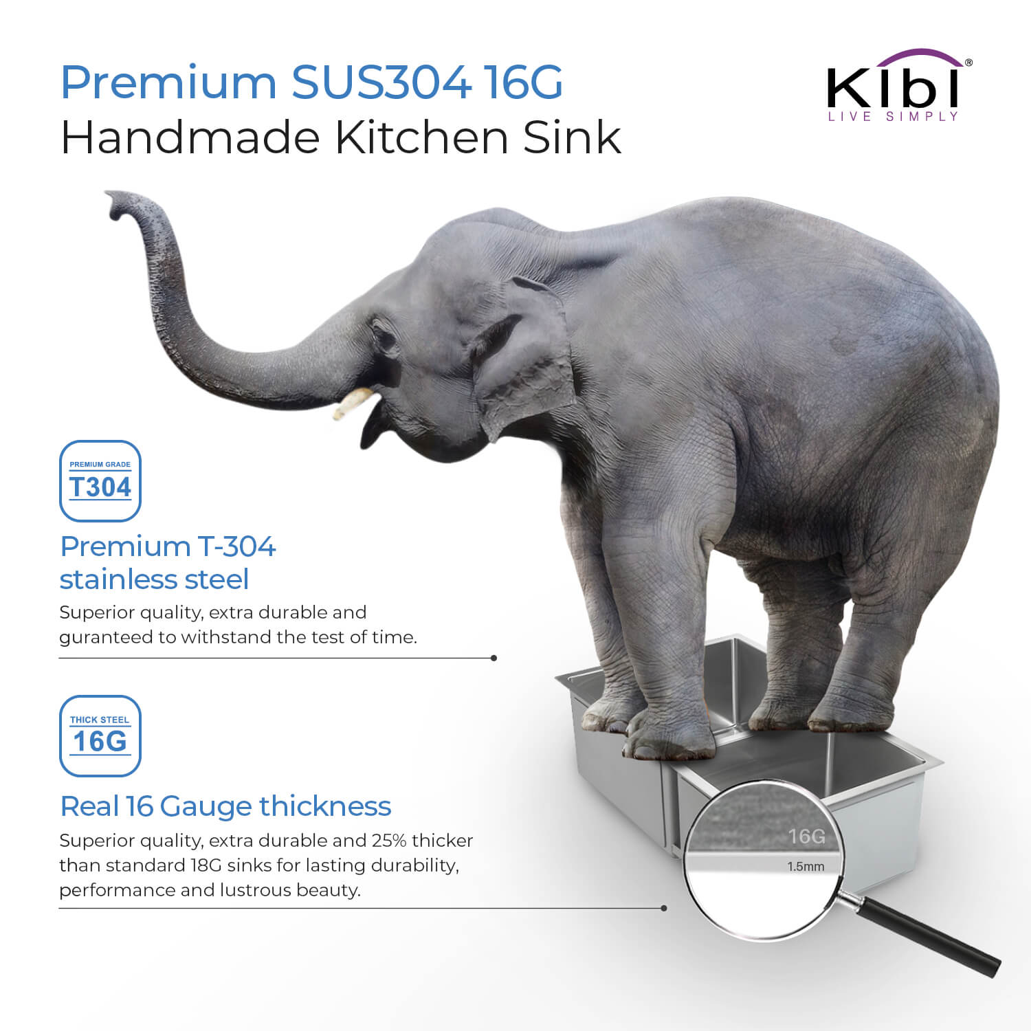 KIBI 32″ Undermount Double Bowl Stainless Steel Kitchen Sink K1-D32