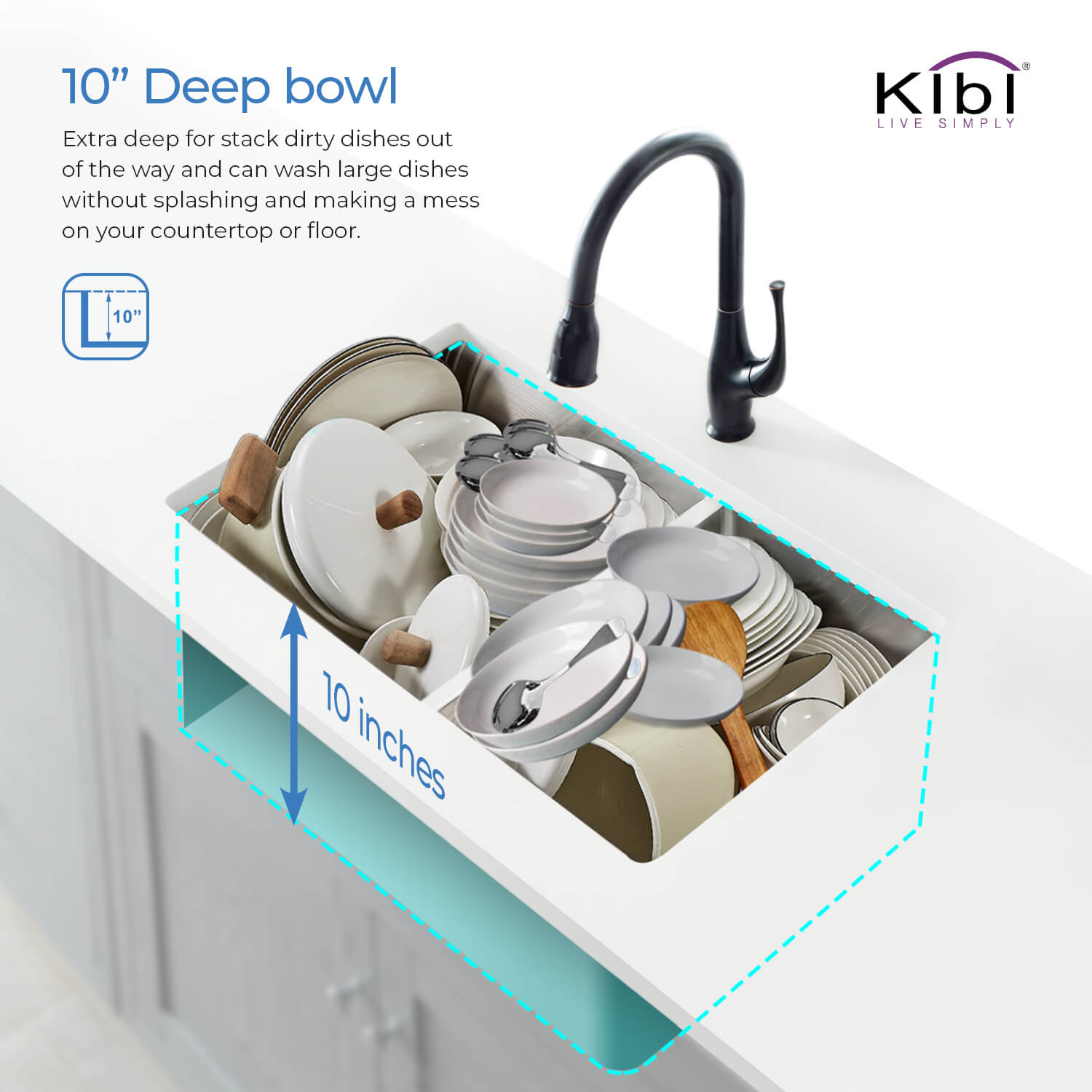 KIBI 32-3/4″ Handcrafted Undermount Double Bowl Stainless Steel Kitchen Sink K1-D33-BS