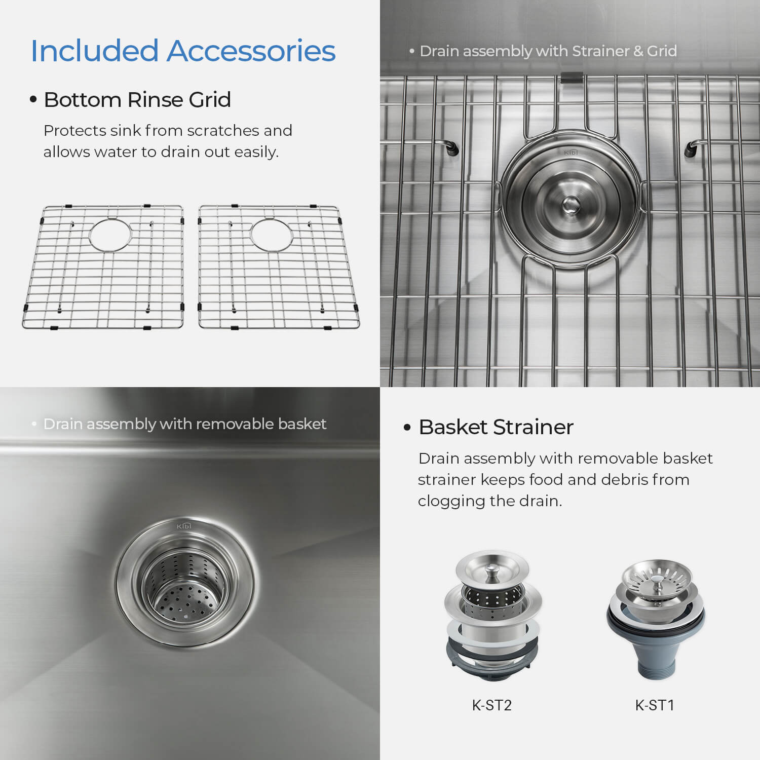 KIBI 32-3/4″ Handcrafted Undermount Double Bowl Stainless Steel Kitchen Sink K1-D33-EQ