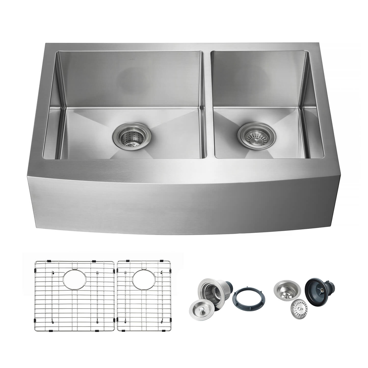 KIBI 33″ Handcrafted Farmhouse Apron Double Bowl Stainless Steel Kitchen Sink K1-DF33
