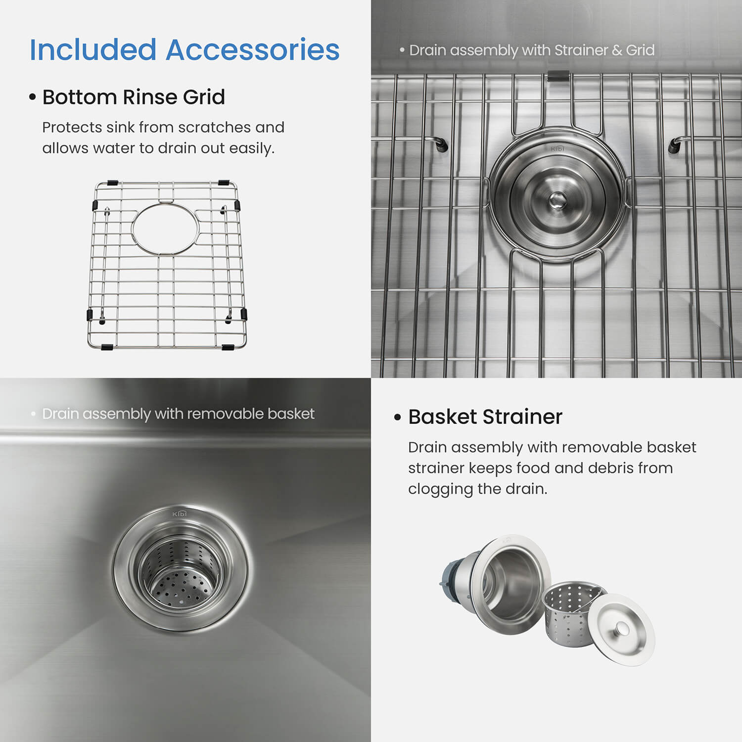 KIBI 14″ Undermount Single Bowl Stainless Steel Kitchen Sink K1-S14