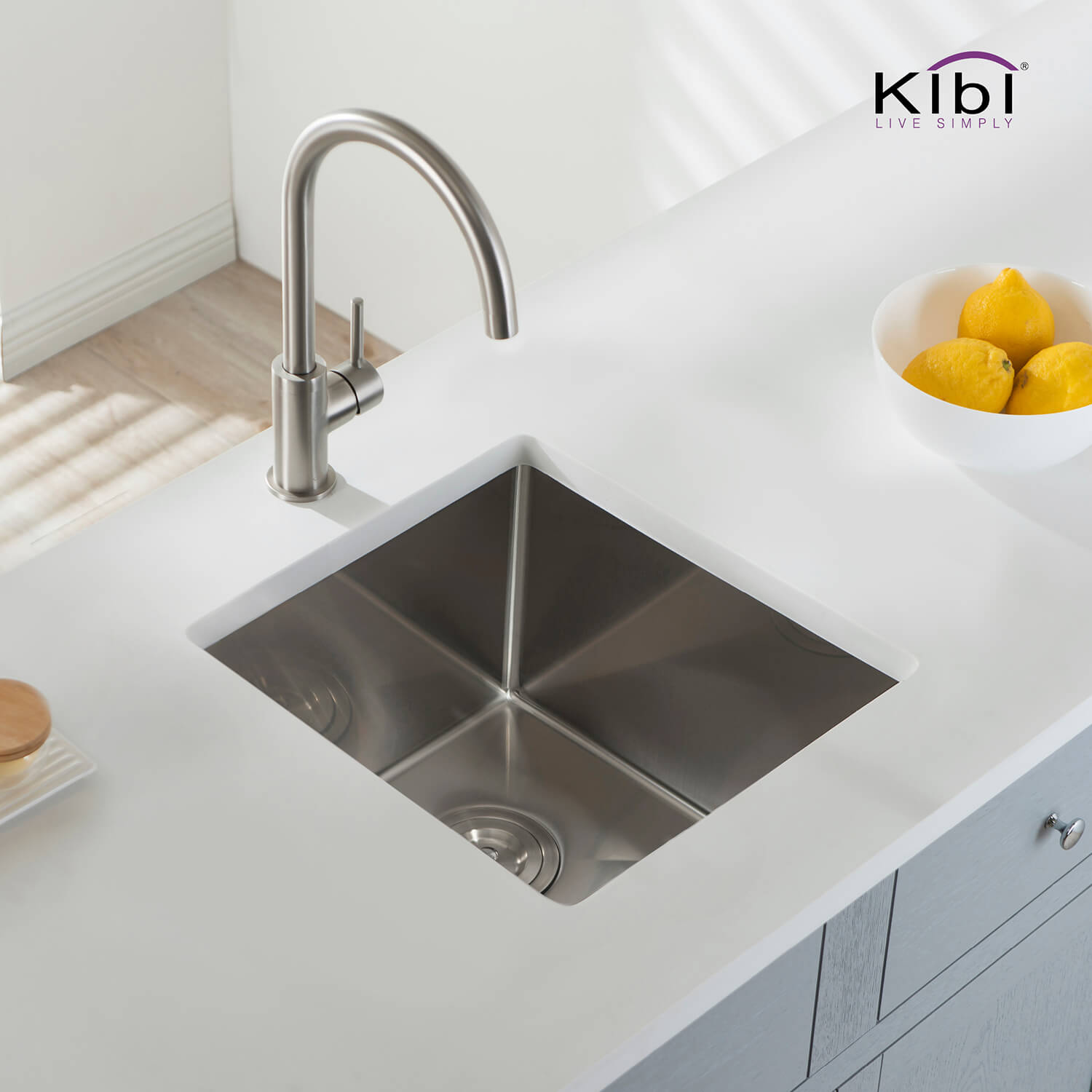 KIBI 16″ Undermount Single Bowl Stainless Steel Kitchen Sink K1-S16