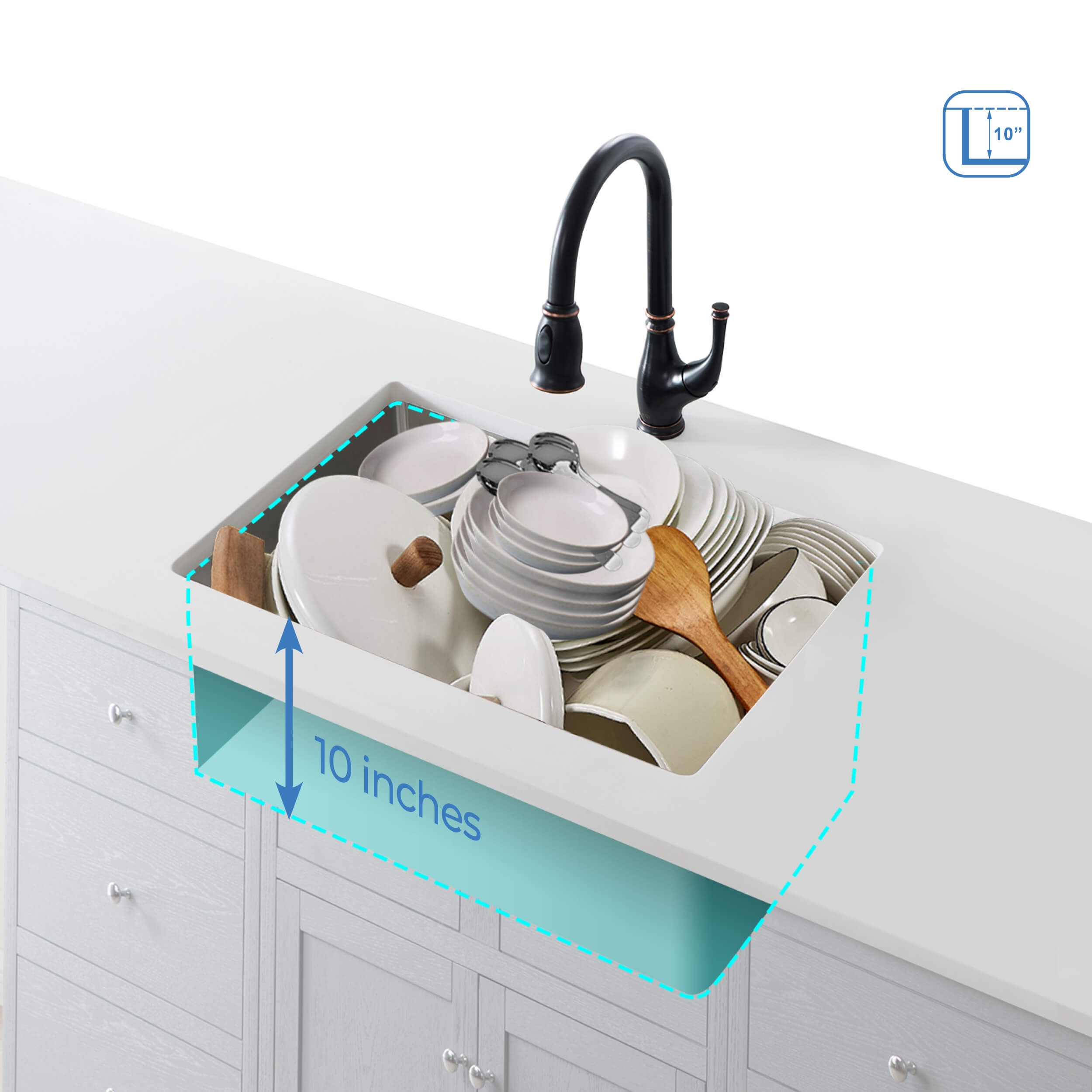 KIBI 26″ Undermount Single Bowl Stainless Steel Kitchen Sink K1-S26