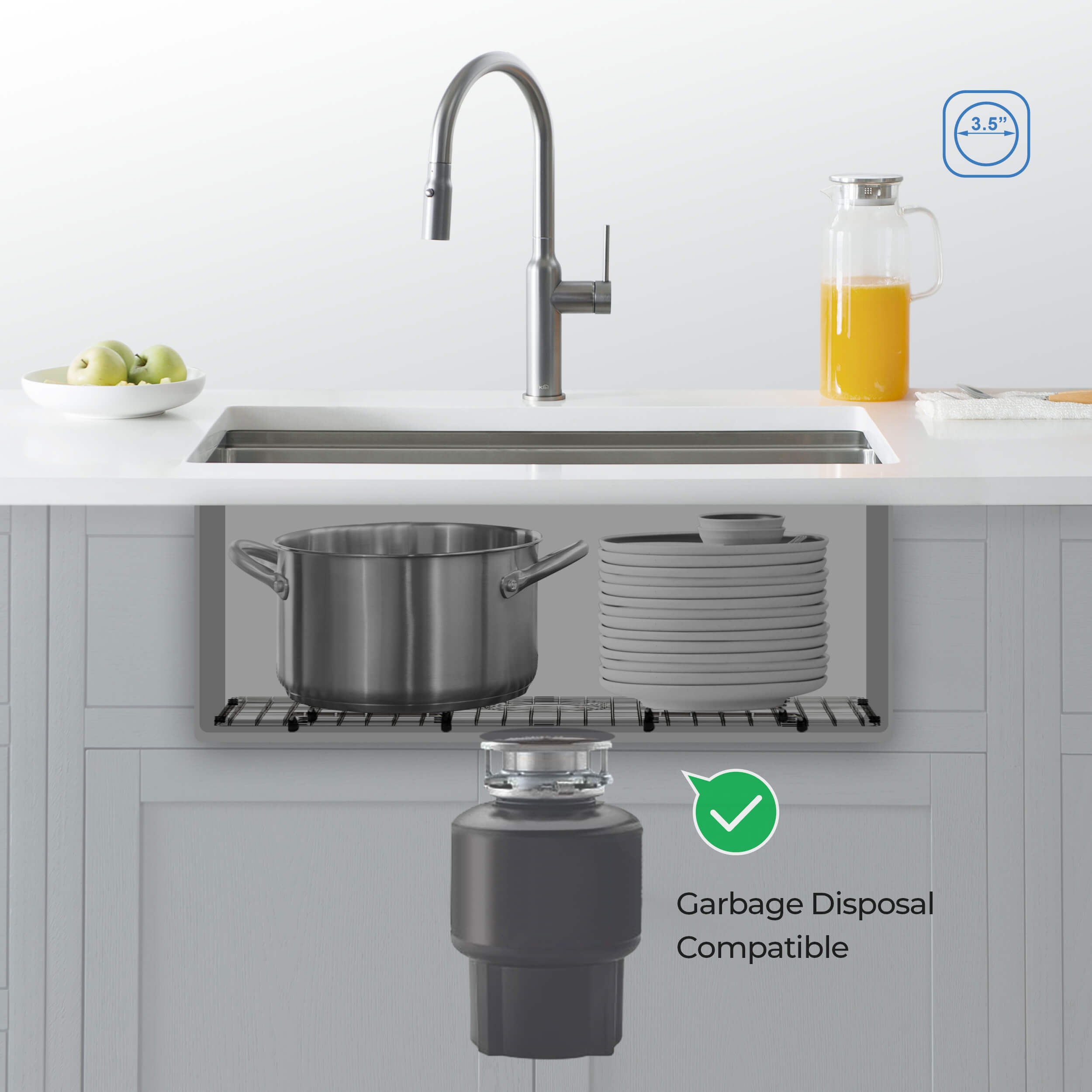 KIBI 26″ Undermount Single Bowl Stainless Steel Kitchen Sink K1-S26