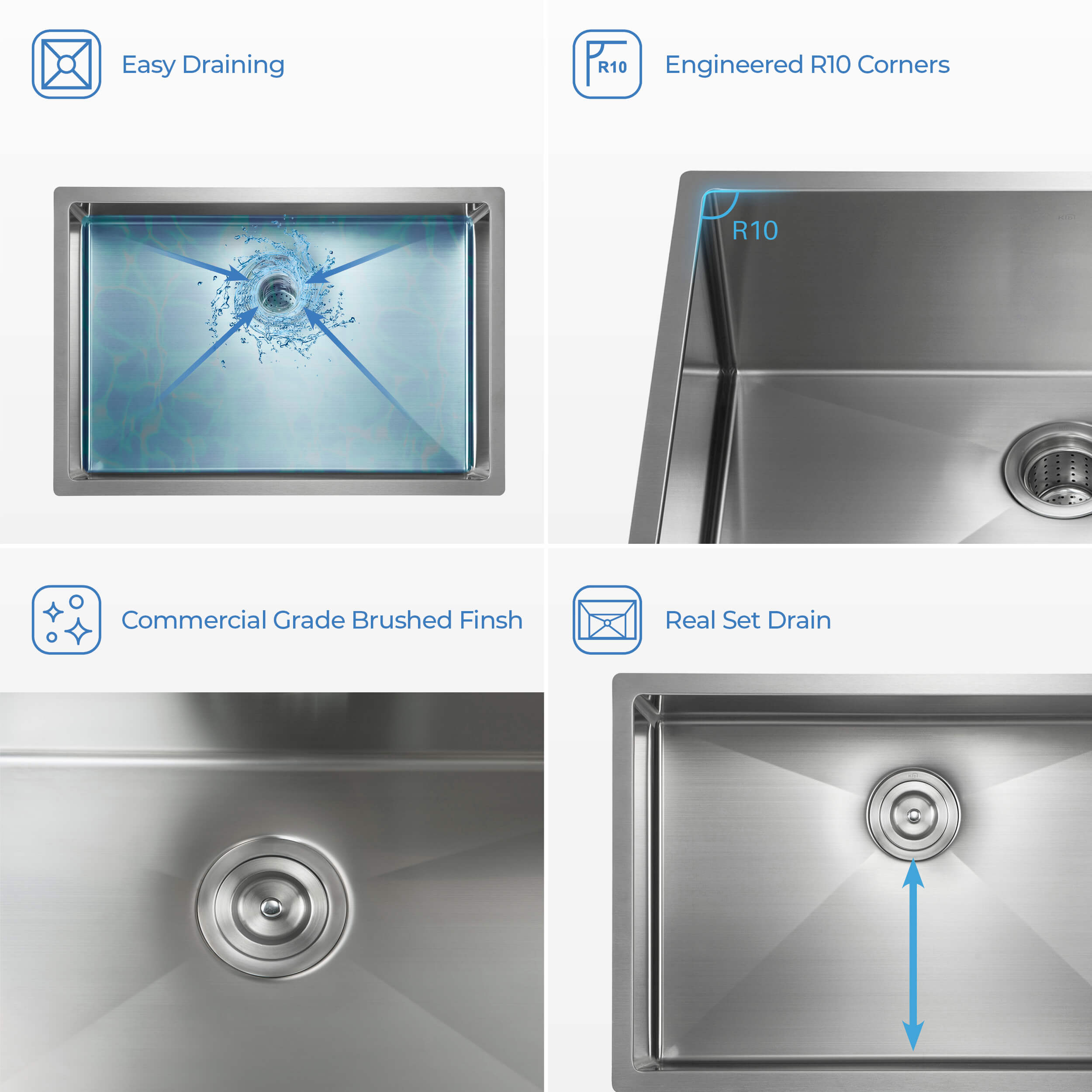 KIBI 26″ Undermount Single Bowl Stainless Steel Kitchen Sink K1-S26