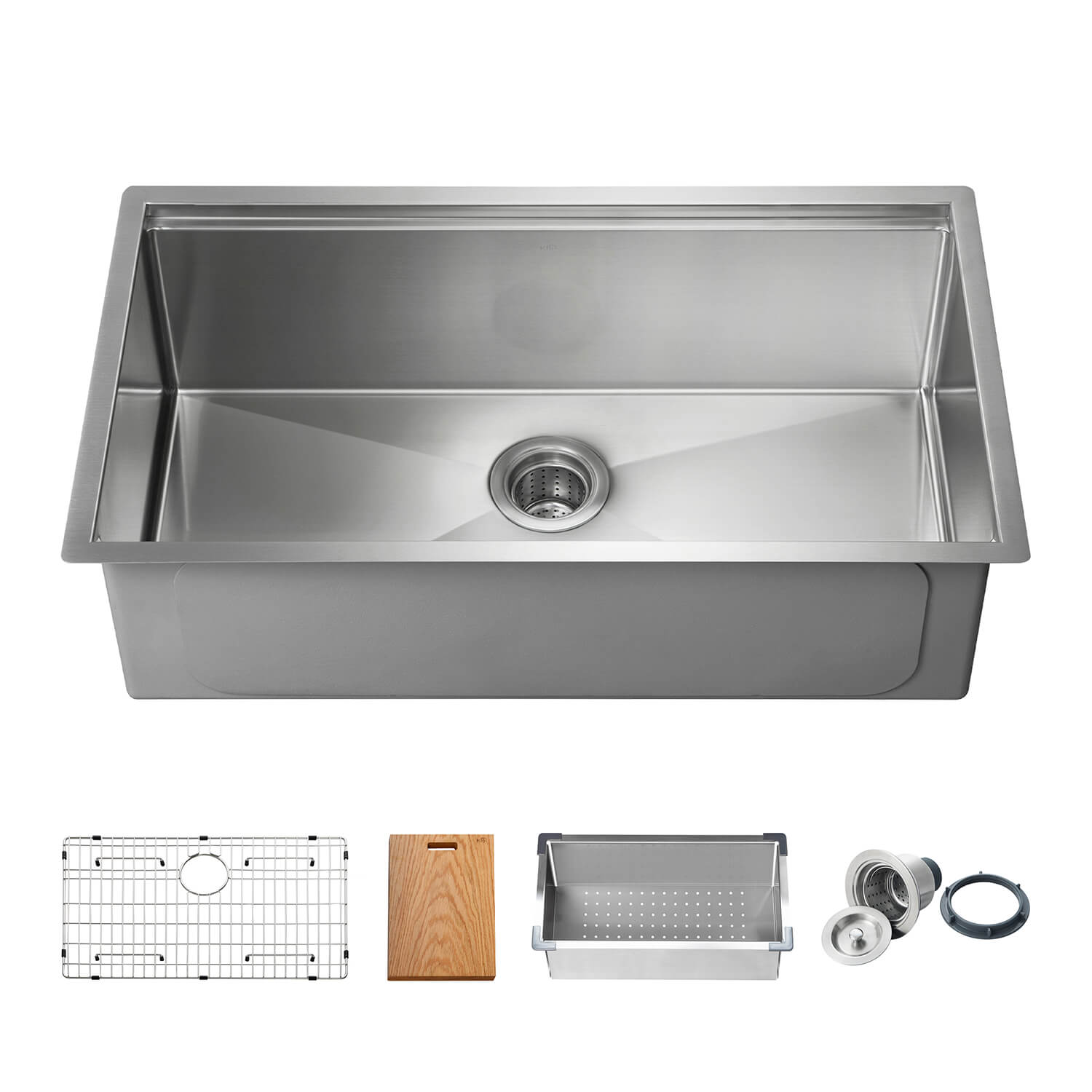 KIBI 33″ Undermount Single Bowl Stainless Steel Kitchen Sink Work Station K1-S33T